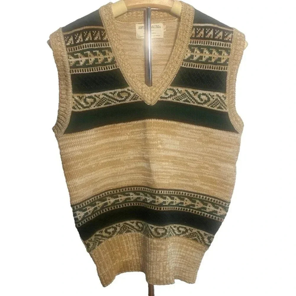 Vintage Unisex 100% AcrylicFiber Sweater Vest Size Lg